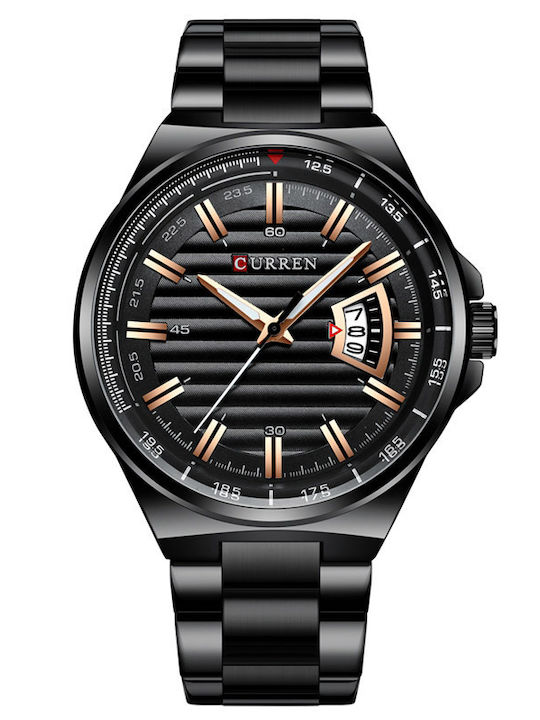 Curren Herrenuhr 45mm Batterie mit Schwarz Metallarmband