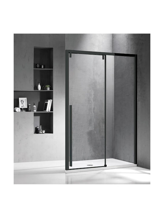 Karag Santorini 500 Διαχωριστικό Ντουζιέρας με Συρόμενη Πόρτα 130x200cm Clear Glass Nero