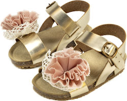 Babywalker Baptism Leather Sandals Gold