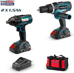 Bormann Pro BBP9000 Set Impact Drill Driver & Impact Screwdriver 20V with 2 1.5Ah - 2.4Ah Batteries and Case