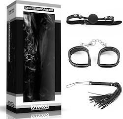 Lovetoy Deluxe Bondage Kit Kit BDSM Bandaj pentru ochi, cătușe și bici în Culoare Negru