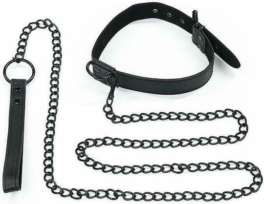 Lovetoy Bondage Fetish Black Matt Collar with Leash Collar in Black Color