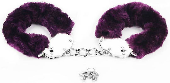 Lovetoy Fetish Pleasure Furry Metal Handcuffs Χειροπέδες Purple