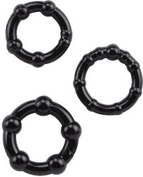 Chisa Novelties Beaded Cock Rings Black
