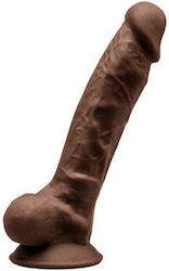 SilexD Dual Density Silicone Model 1 Dildo realist cu Testicule și Ventuză Maro 18cm