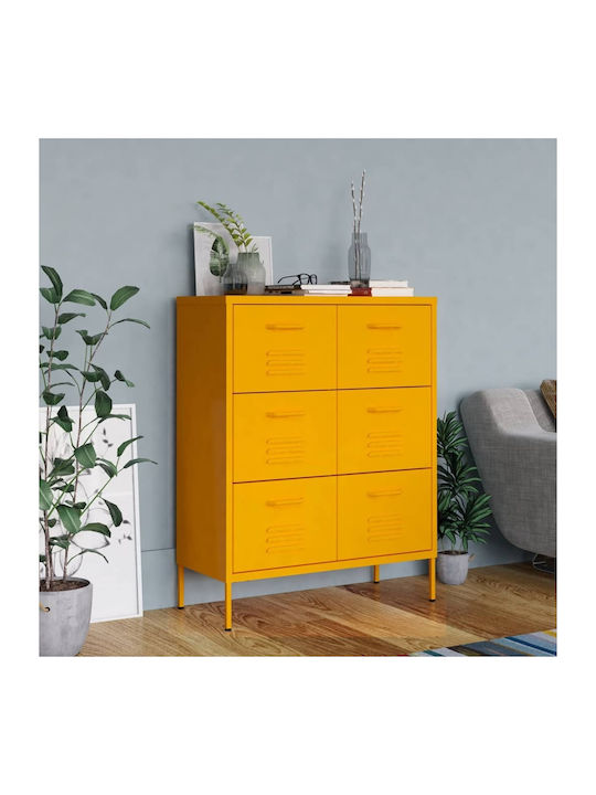Чекмеджета Офис Метална Горчица 80x35x101.5см