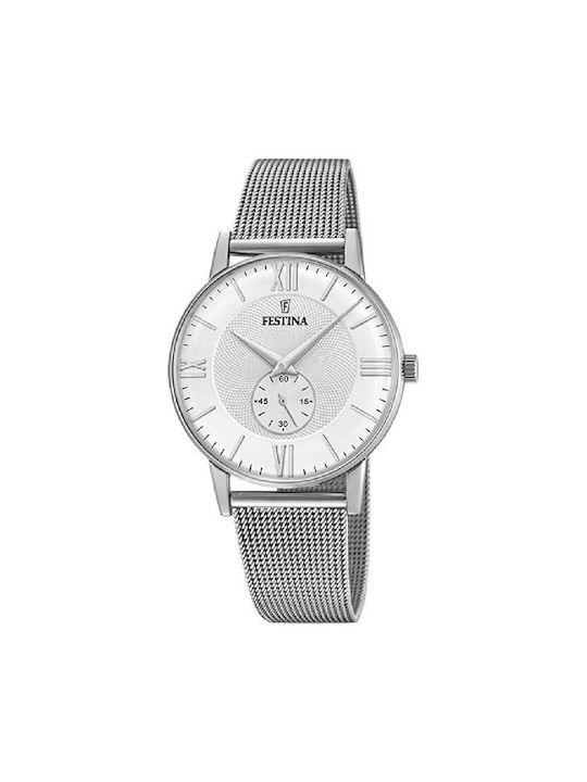 Festina Watch Chronograph Battery with Silver Metal Bracelet