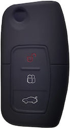 Silicone Car Key Cover Case with 3 Buttons for Ford Black