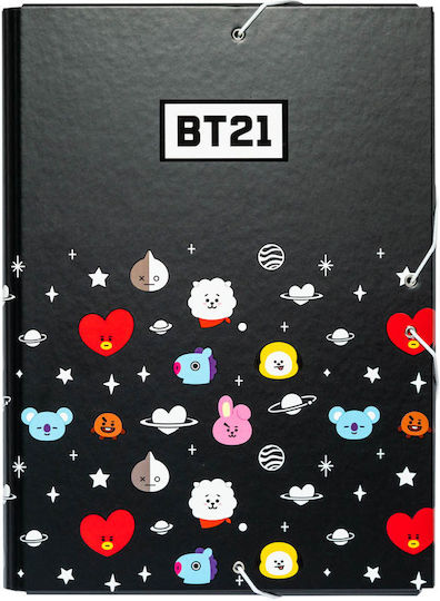ErichKrause Folder with Rubber Band and Ears for Paper A4 Black BT21