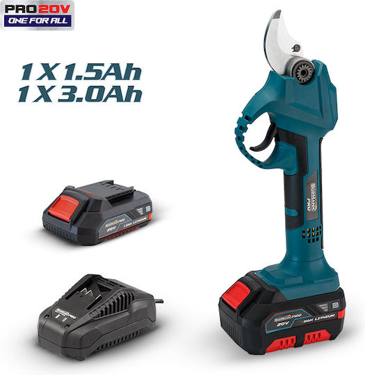 Bormann Pro BBP9010 Ψαλίδι Κλαδέματος Μπαταρίας Brushless 20V 2x3Ah/1.5Ah με Μέγιστη Διάμετρο Κοπής 30mm