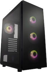 FSP/Fortron CMT340 Plus Jocuri Turnul Midi Cutie de calculator cu fereastră laterală și iluminare RGB Negru
