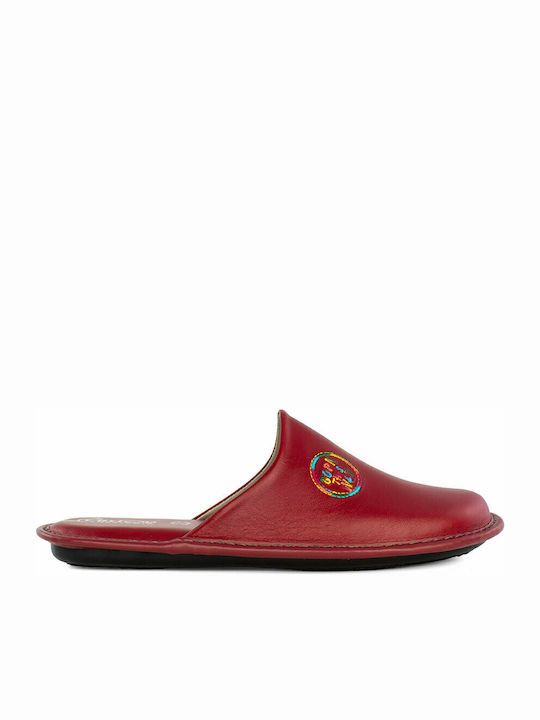 Castor Anatomic Αγνώ Anatomic Leather Women's Slippers In Red Colour