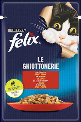 Purina Felix Agail Wet Food for Adult Cats In Pouch with Beef In Jelly 1pc 85gr