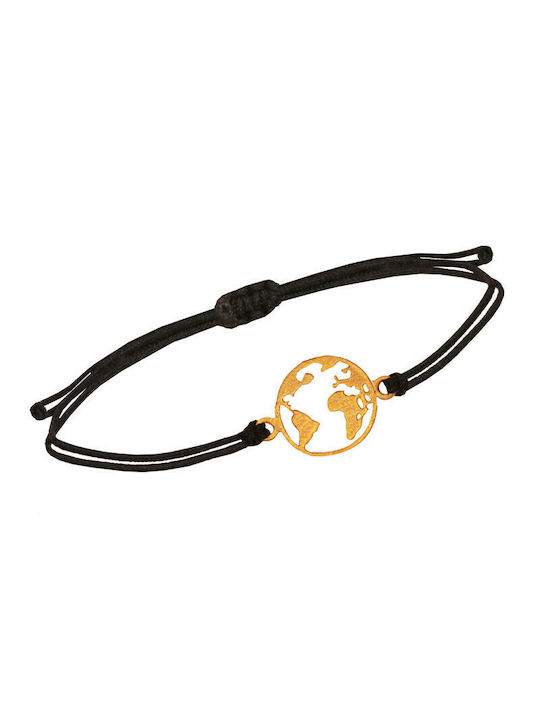 Bracelet cord silver gold plated bracelet globe