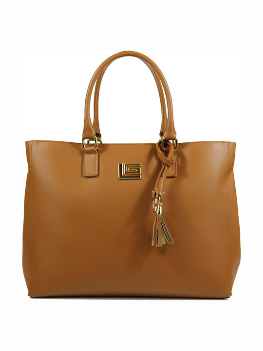 Guy Laroche Leather Women's Bag Tote Handbag Tabac