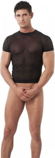 Rimba Amorable Fishnet Short Sleeve T-shirt Sexy Herren Top Black
