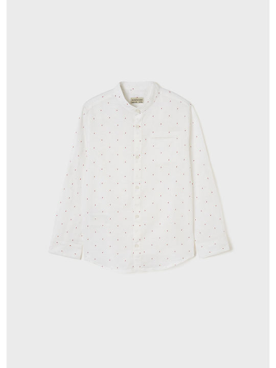 Mayoral Kids Polka Dot Linen Shirt White