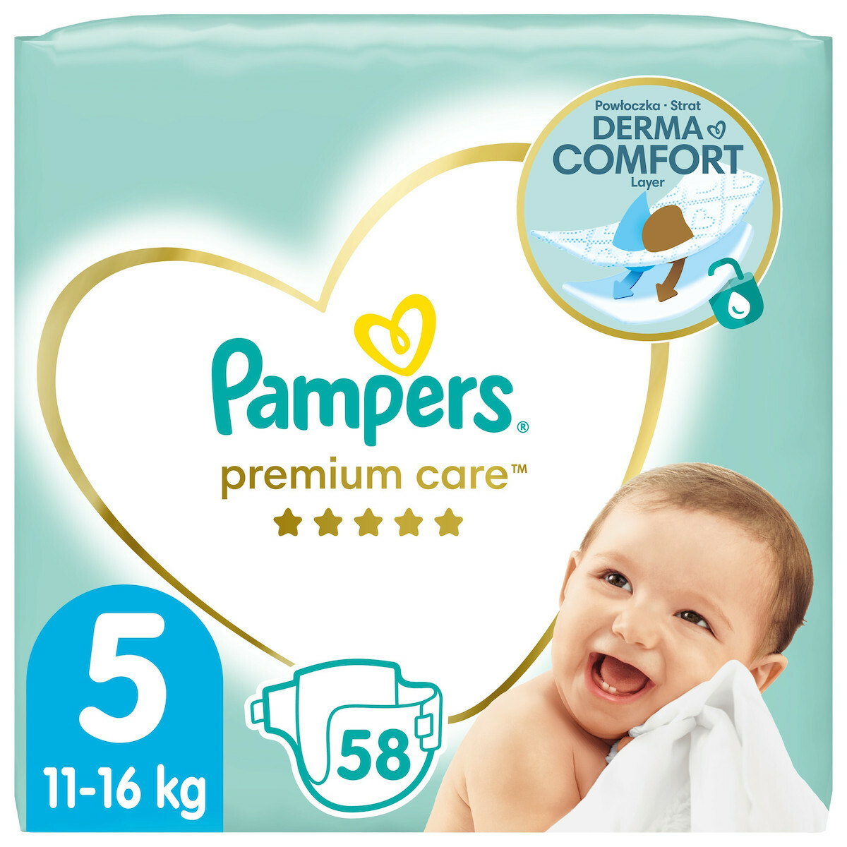 Pampers Πάνες με Αυτοκόλλητο Premium Care No. 5 για 1116kg 58τμχ