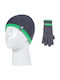 Kids Beanie Set with Gloves Knitted Gray