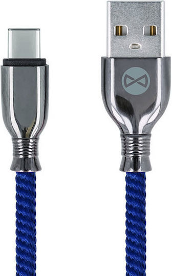 Forever Tornado Braided USB 2.0 Cable USB-C male - USB-A Μπλε 1m