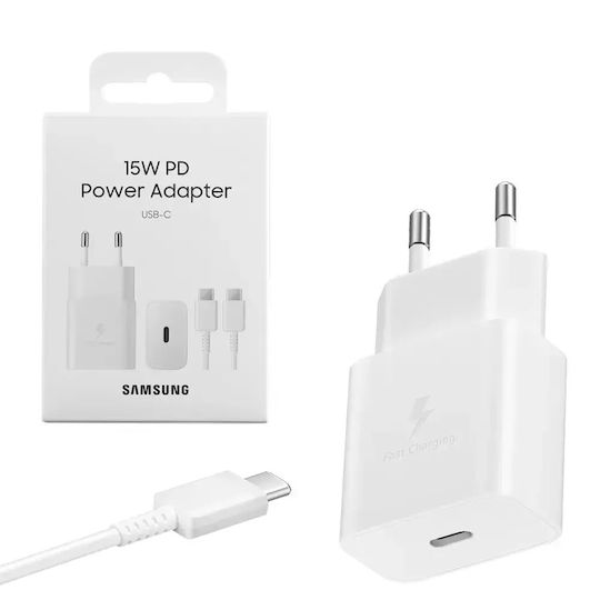 Samsung Charger with USB-C Port and Cable USB-C - USB-C 15W Power Delivery Whites (EP-T1510X)