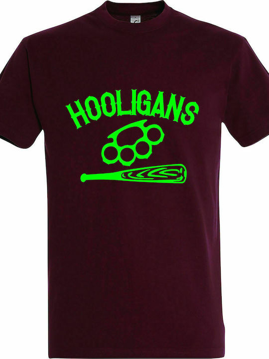 T-shirt Unisex " HOOLIGANS ", Burgunderrot