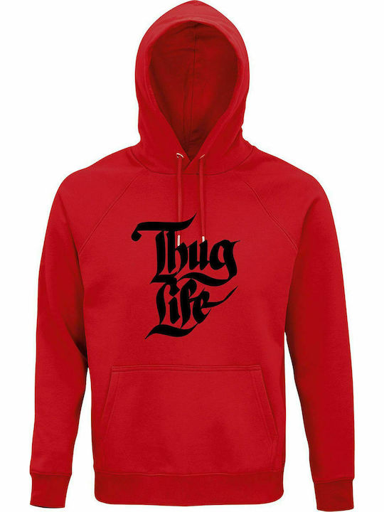 Hanorac unisex, organic " Thug Life, Wu Tang Clan ", roșu