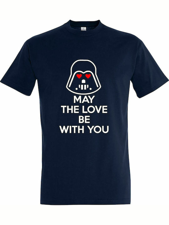 T-shirt Unisex " May The Love Be With You, Darth Vader In Love, Star Wars ", Französisch Marine