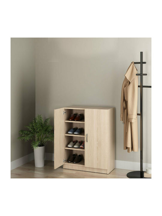 Wooden Shoe Organizer with 4 Shelves Beige M70xD33xH90cm