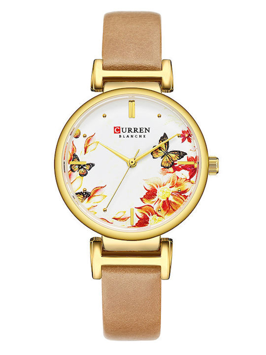 Curren Women's Watch with Beige Leather Strap