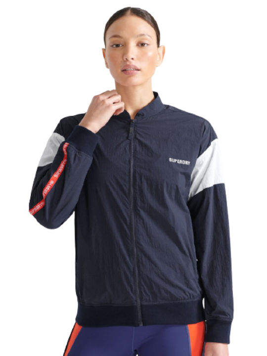 Women's Short Bomber Jacket for Spring or Autumn Rich Navy Blue