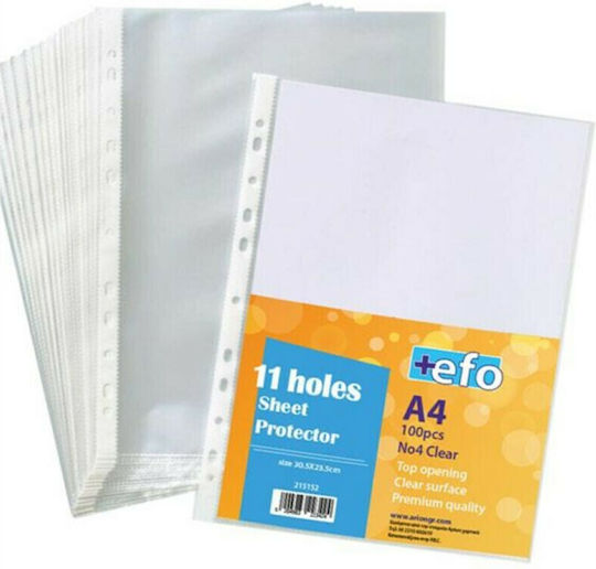 +Efo Plastic Sleeves for Documents A4 with Holes 100pcs Νο4