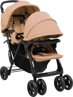 vidaXL Doppelter Kinderwagen Geeignet für Neugeborene Taupe