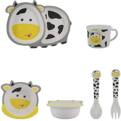 Feeding Set Αγελαδίτσα made of Bamboo Yellow 5pcs