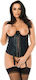 Rimba Bondage Play Cupless Boned Leather Basque Εσώρουχο Μαύρο