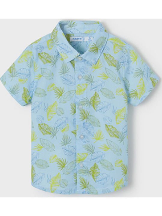 Kinder Blumen Hemd Kurzarm Hellblau Ecofriends