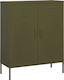 vidaXL Office Storage Cabinet Metal Green Olive 80x35x101.5cm