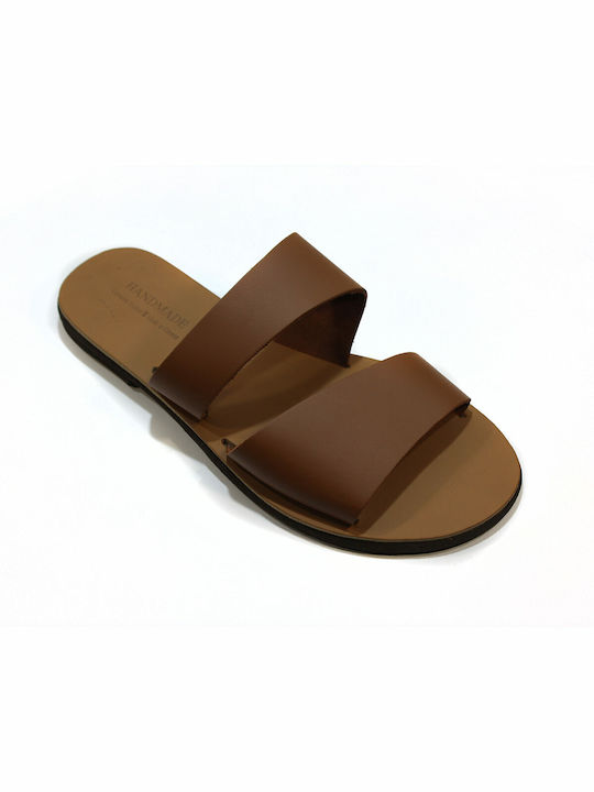 Women's leather sandals in tan color