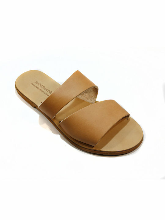 Women's leather sandals in natural color