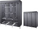 Fabric Wardrobe with Shelves in Gray Color 130x45x175cm