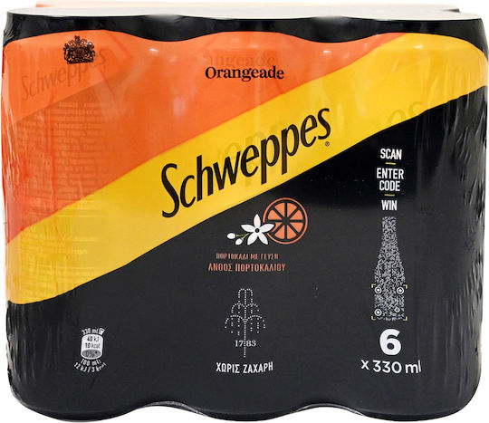 Schweppes Soda Floare de portocal cu carbonatare, fără zahăr în Cutie 6x330ml