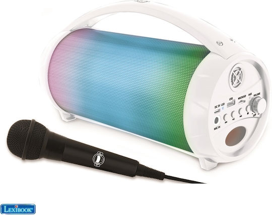 Lexibook Karaoke Speaker with Wired Microphone and Lighting Effects Iparty Bluetooth Speaker Lights BTP585Z White