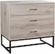 Nature Chest of Drawers of Solid Wood with 3 Drawers Oak 80x40x75cm