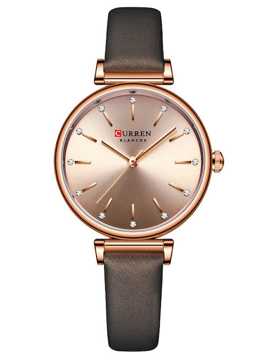 Curren Women's Watch with Brown Leather Strap