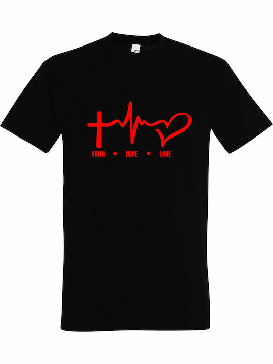 T-shirt Unisex " Glaube, Hoffnung, Liebe ", Schwarz