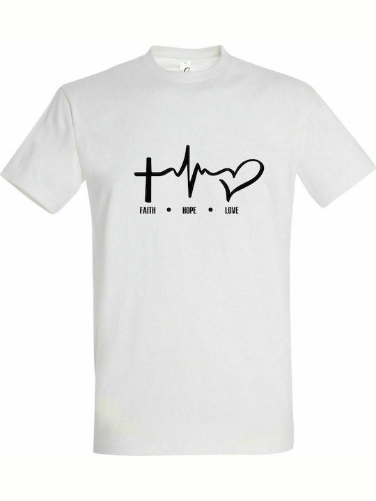 T-shirt Unisex " Faith , Hope , Love ", White