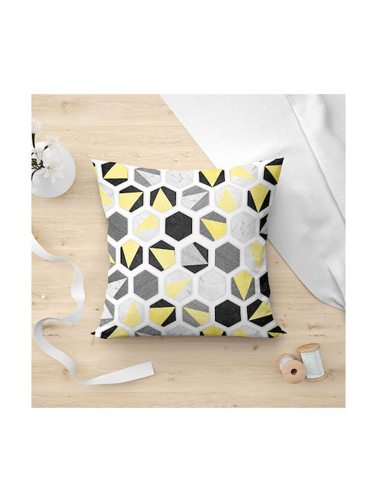 Lino Home Decorative Pillow Case Hexagon from 100% Cotton 201 Yellow 45x45cm.