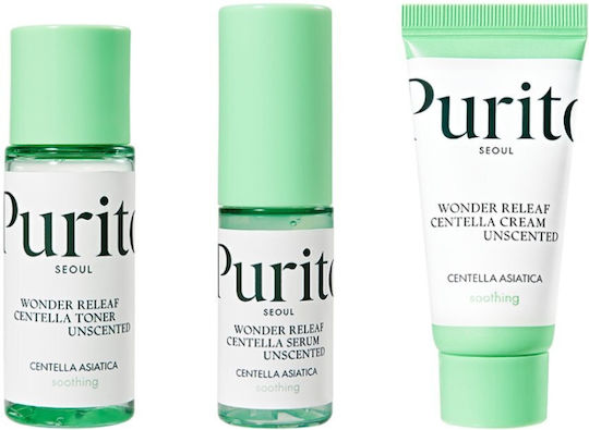 Purito Centella Unscented Mini Hautpflegeset für Feuchtigkeitsspendend 3Stück