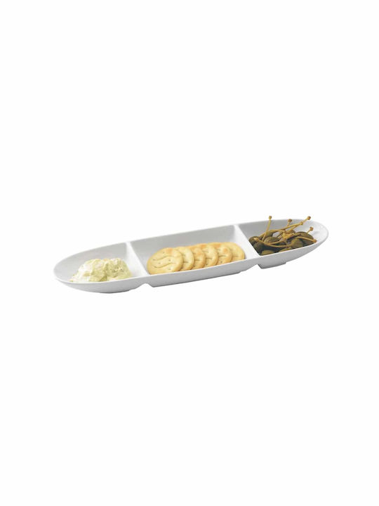 Tognana Porcelain Dessert Divided Serving Plate with 3 Slots White 36x9cm 6pcs