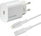 4Smarts Φορτιστής με Θύρα USB-C και Καλώδιο Lightning 20W Power Delivery Λευκός (4S465591)
